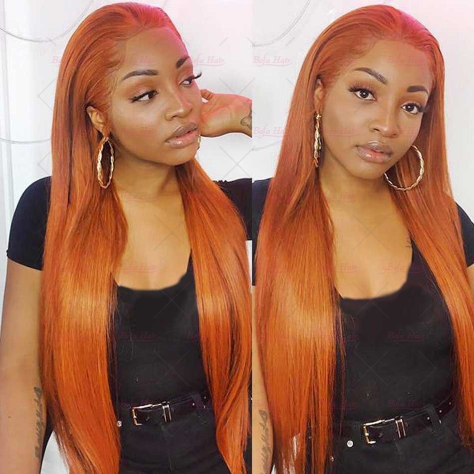 Wholesale 130# Ginger Orange Color Human Hair Wigs 4x4 5x5 13x4 13x6 Transparent Lace Wig Human Hair Wigs