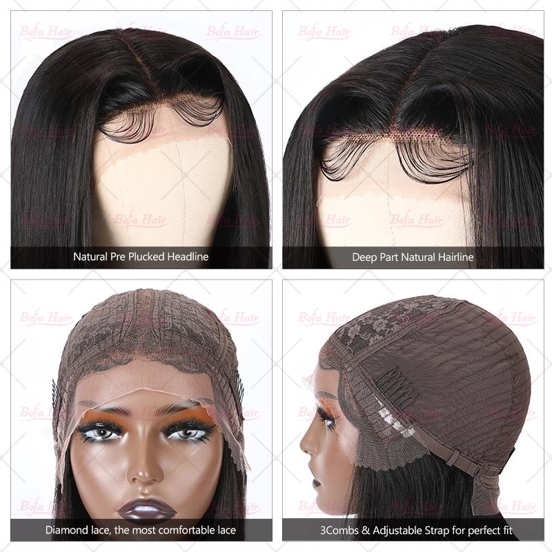 Wholesale Short Bob T Part Straight Human Hair Lace Front Wigs 150% Density Pre Plucked Lace Frontal with Baby Hair wigs