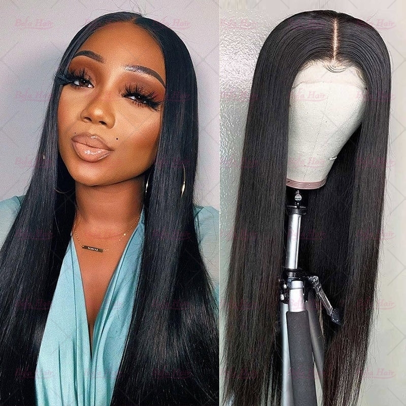 Wholesale T Part Straight Human Hair Lace Front Wigs 180% Density Pre Plucked Lace Frontal with Baby Hair wigs