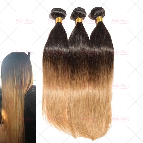 Wholesale Straight Ombre 1B/27# 2pcs/3Bundles/4Bundles Brazilian Human Hair Weave