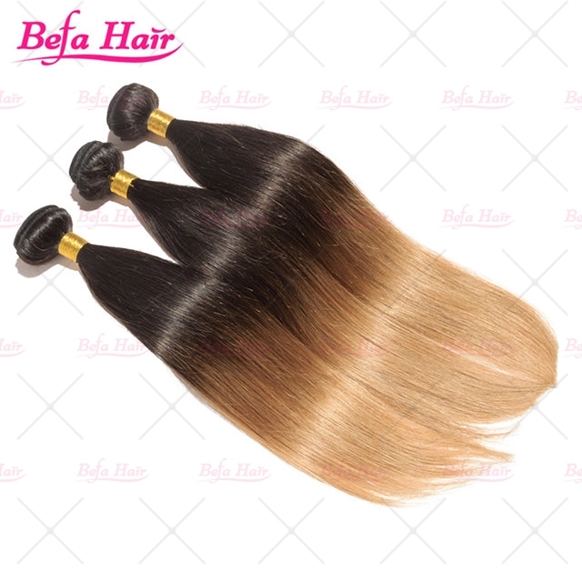 Wholesale Straight Ombre 1B/27# 2pcs/3Bundles/4Bundles Brazilian Human Hair Weave