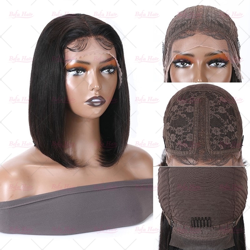 Wholesale Short Bob T Part Straight Human Hair Lace Front Wigs 150% Density Pre Plucked Lace Frontal with Baby Hair wigs