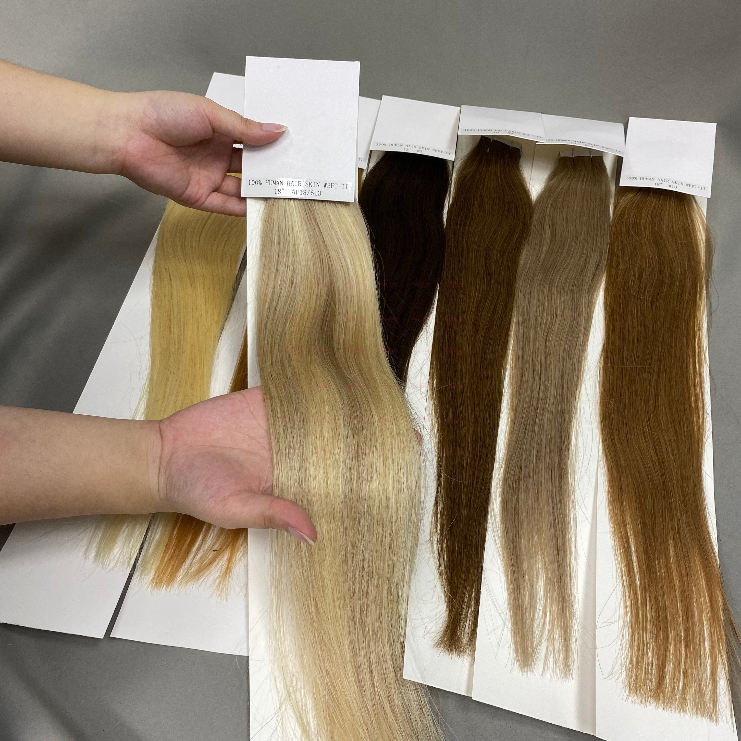 Wholesale 18inch to 24inch Straight Piano Colorful PU human hair Tape in Extension