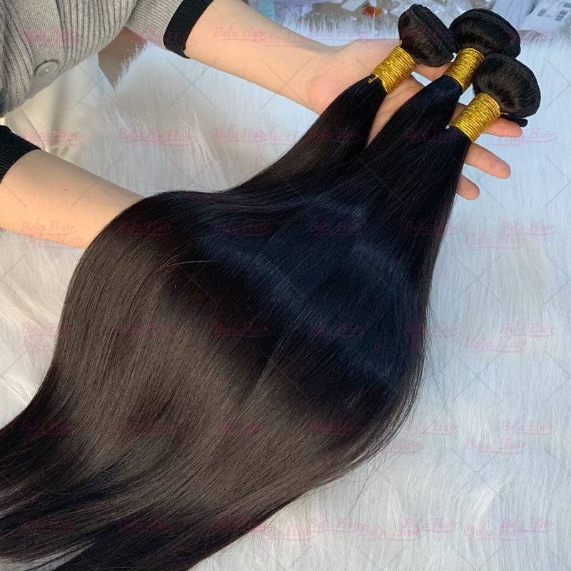 Wholesale Befa hair Pre-plucked 4 Bundles Brazilian Straight Hair With 6x6 Transparent HD Lace Closure,can do dropshipping