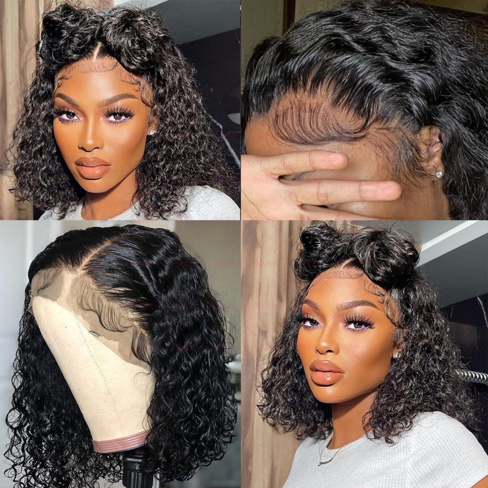 Wholesale 13*4 Inch Deep Wave Lace Frontal Short Cut Wig Human Hair Bob Wig 180% Density Wigs(BOB03)