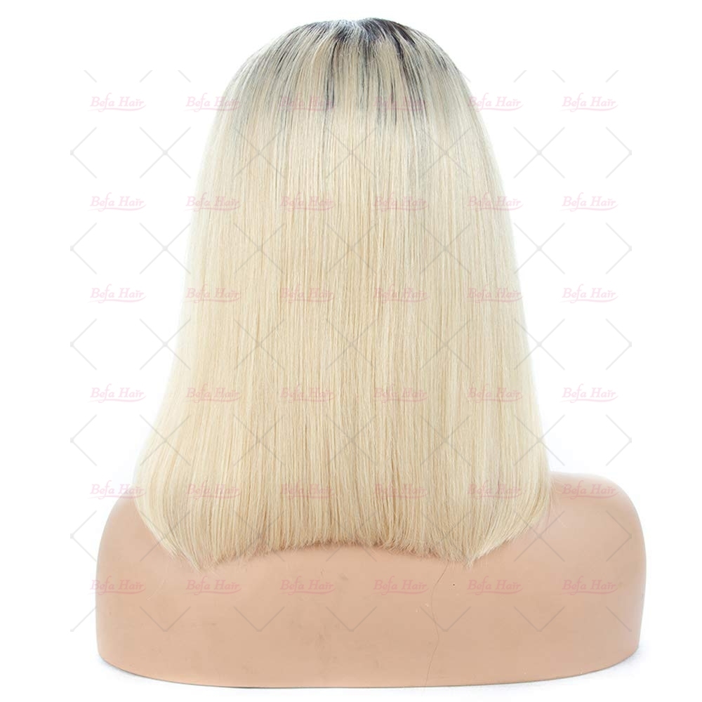 Wholesale Ombre Bob Wigs 13x4 1B/613# Straight Human Hair Lace Frontal Wigs 150% Density Pre Plucked with Baby Hair Wigs
