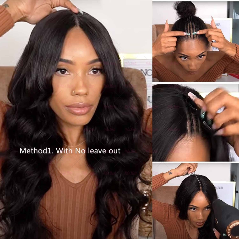 Wholesale V Part Human Hair Wigs Brazilian Virgin Body Wave 200% Density Pre Plucked Glueless Middle Part Wig