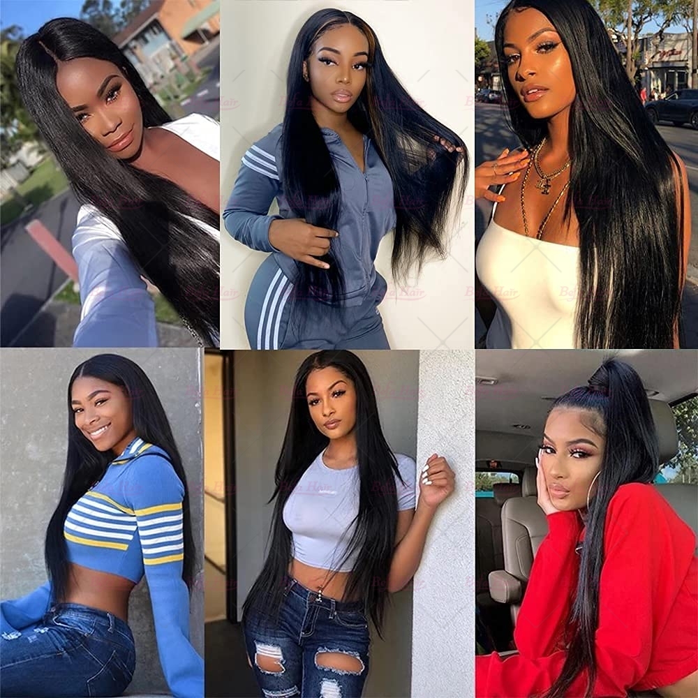 Wholesale  V Part Human Hair Wigs Brazilian Virgin Straight 200% Density Pre Plucked Glueless Middle Part Wig