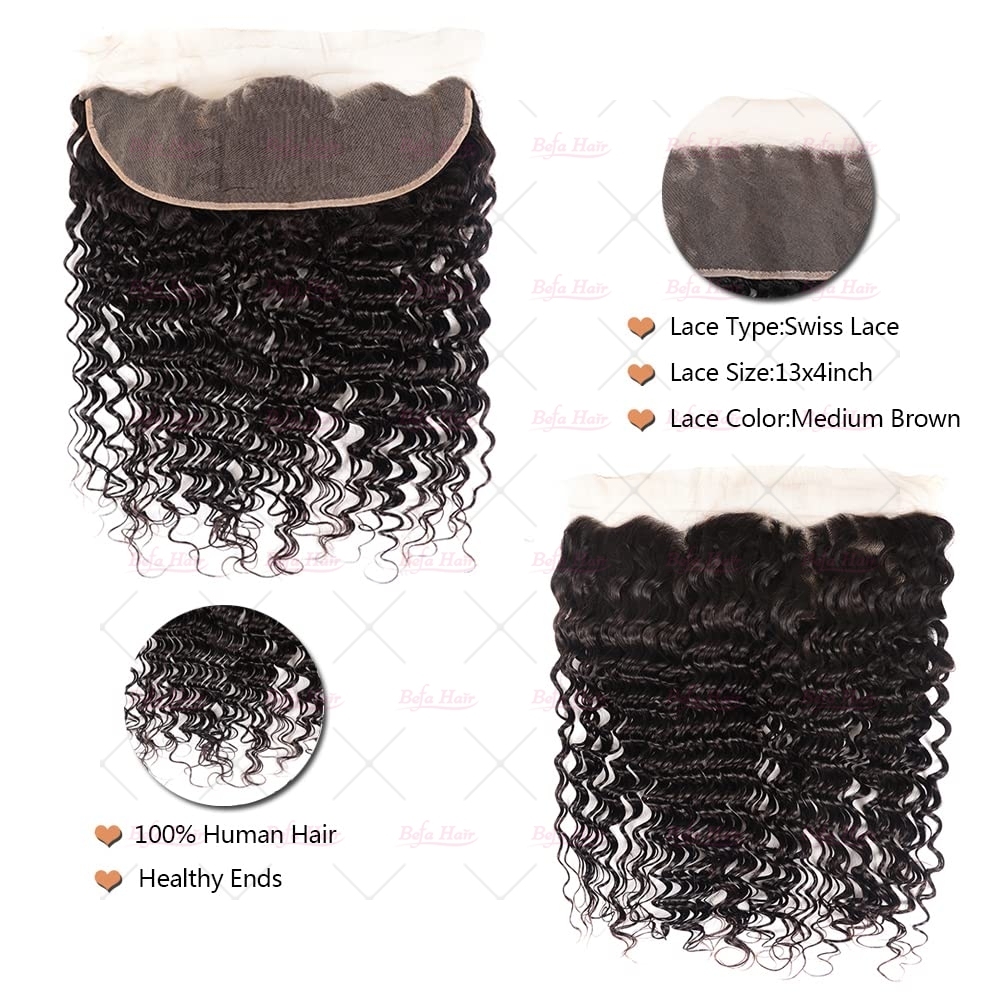 Wholesale Brazilian 13''x4'' Lace Frontal Closure With 3Bundles Deep Wave Hair,can do dropshipping
