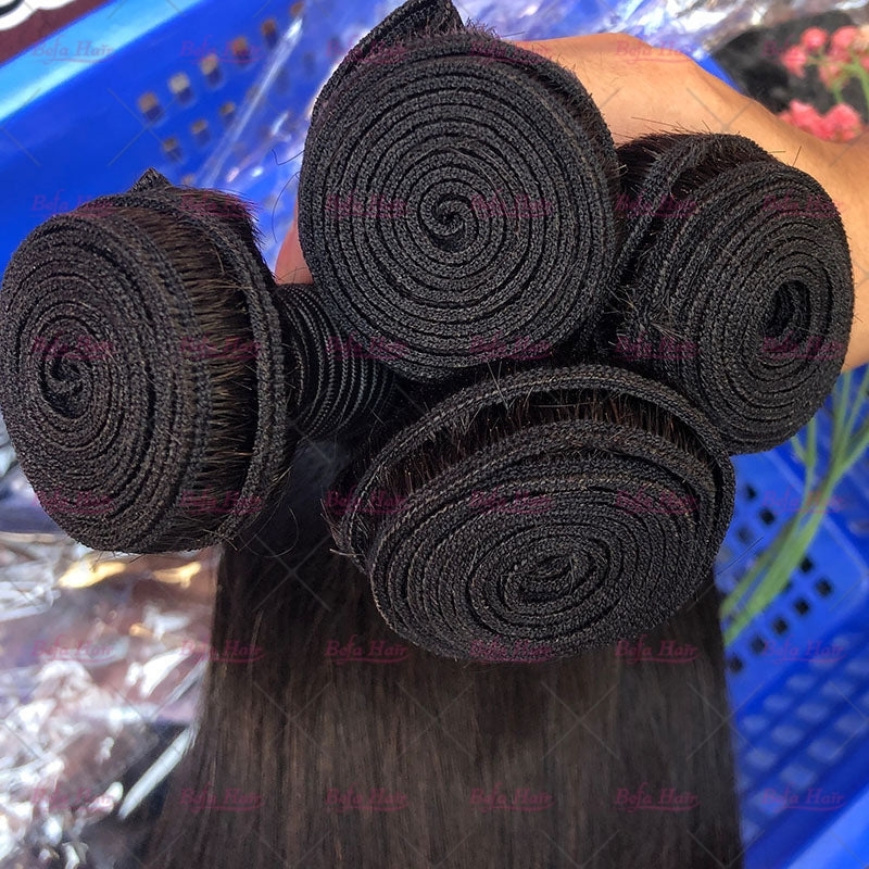 Wholesale Befa hair Pre-plucked 4 Bundles Brazilian Straight Hair With 6x6 Transparent HD Lace Closure,can do dropshipping