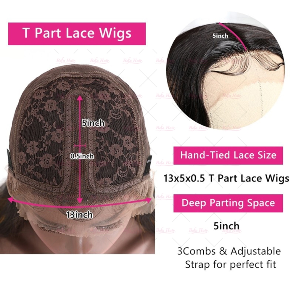Wholesale T Part Water Wave Human Hair Lace Front Wigs 180% Density Pre Plucked Lace Frontal with Baby Hair wigs