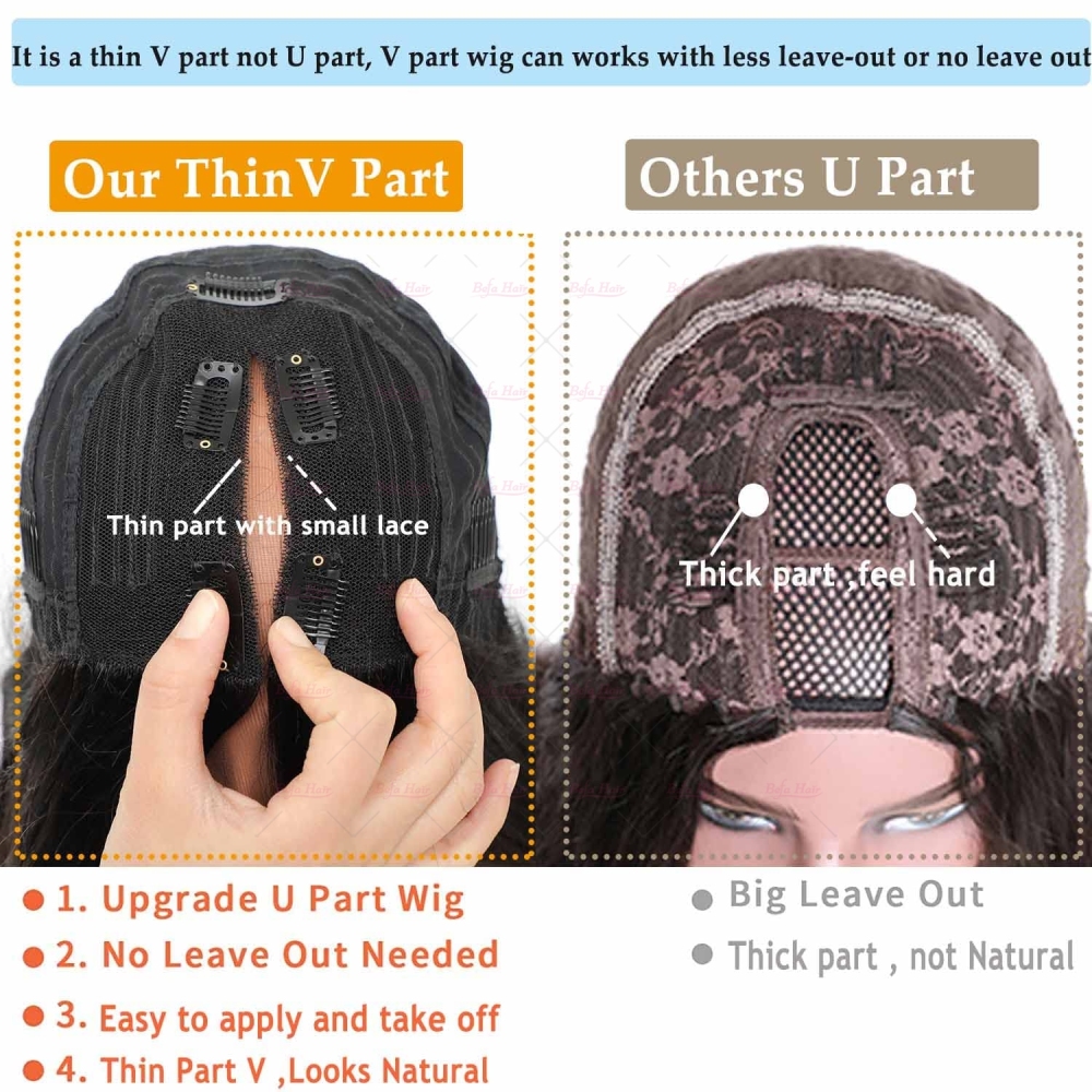 Wholesale V Part Human Hair Wigs Brazilian Virgin Body Wave 200% Density Pre Plucked Glueless Middle Part Wig