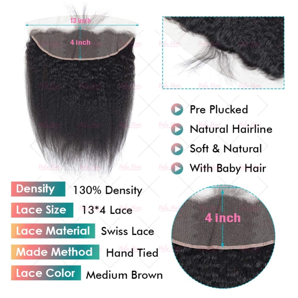 Wholesale Kinky Straight Lace Frontal  Virgin Human Hair 13x4 Full Lace Frontal,can do dropshipping