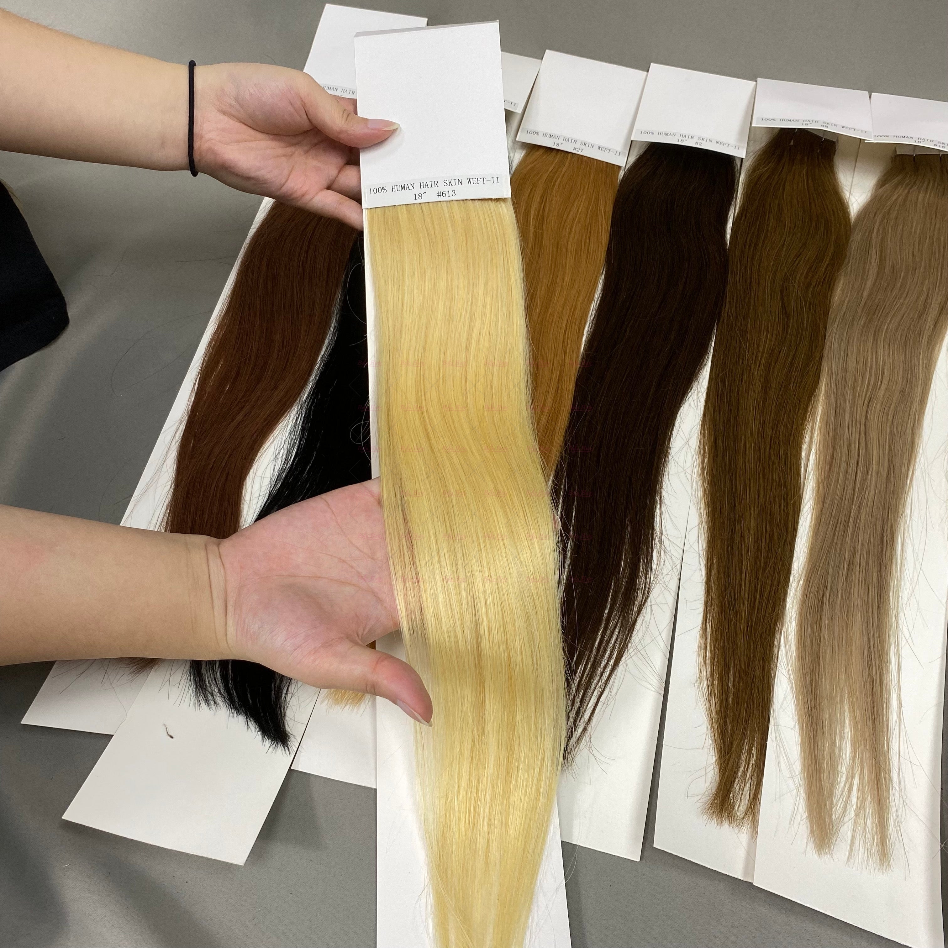 Wholesale 18inch to 24inch Straight Color PU human hair Tape in Extension