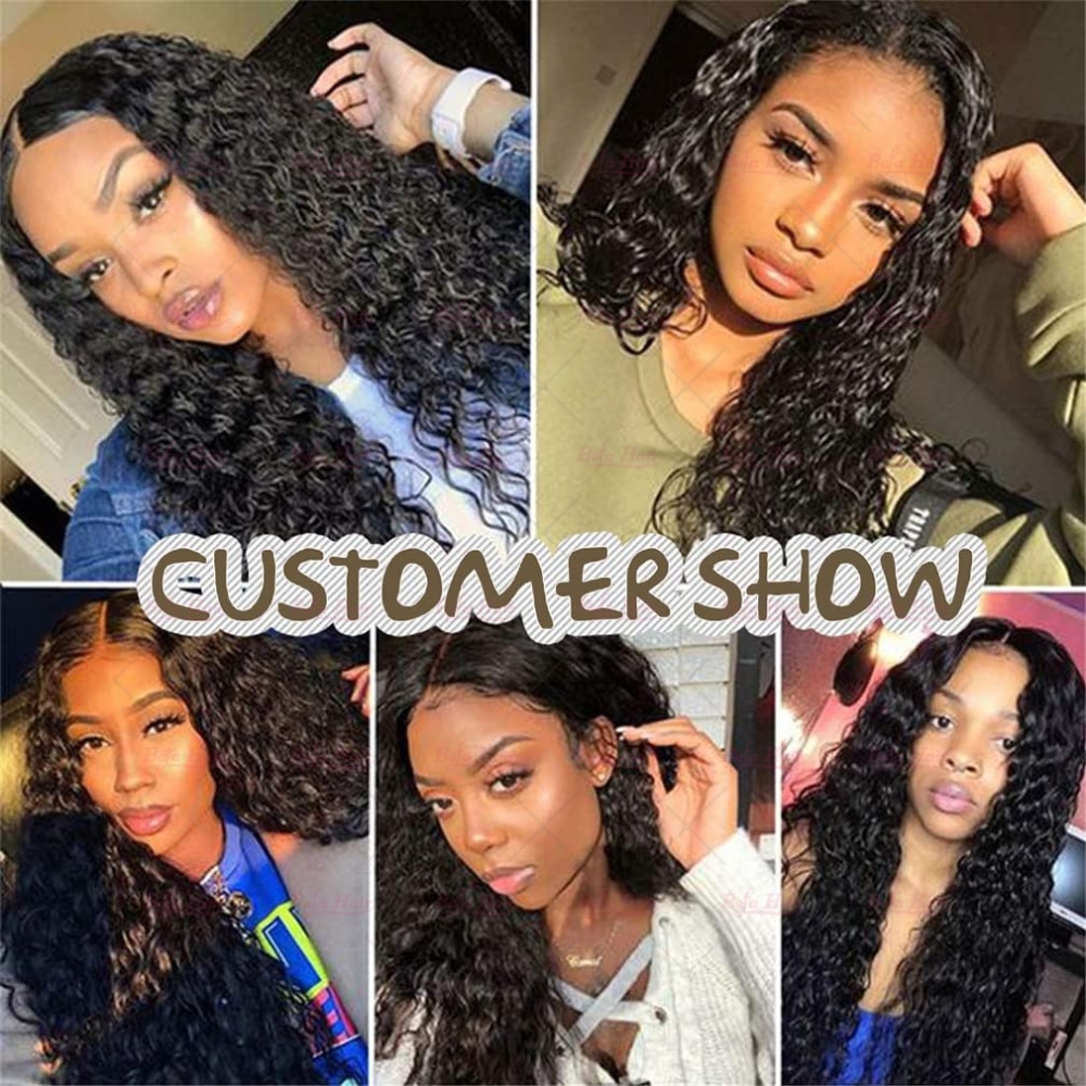 Wholesale V Part Human Hair Wigs Brazilian Virgin Water Wave 200% Density Pre Plucked Glueless Middle Part Wig