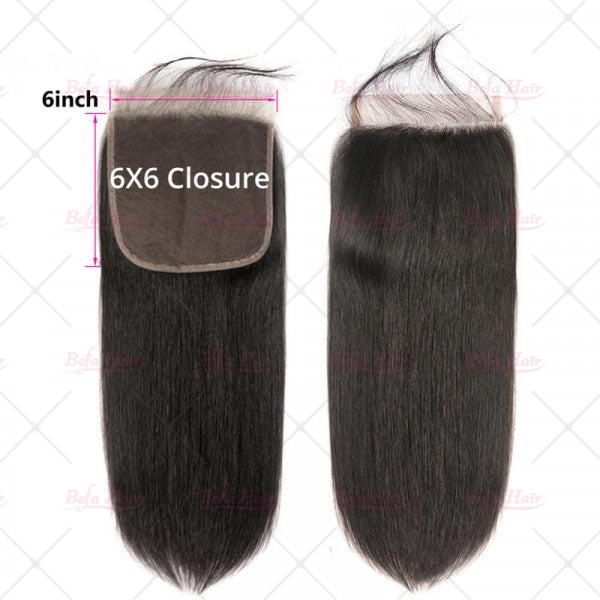 Wholesale Befa hair Pre-plucked 4 Bundles Brazilian Straight Hair With 6x6 Transparent HD Lace Closure,can do dropshipping