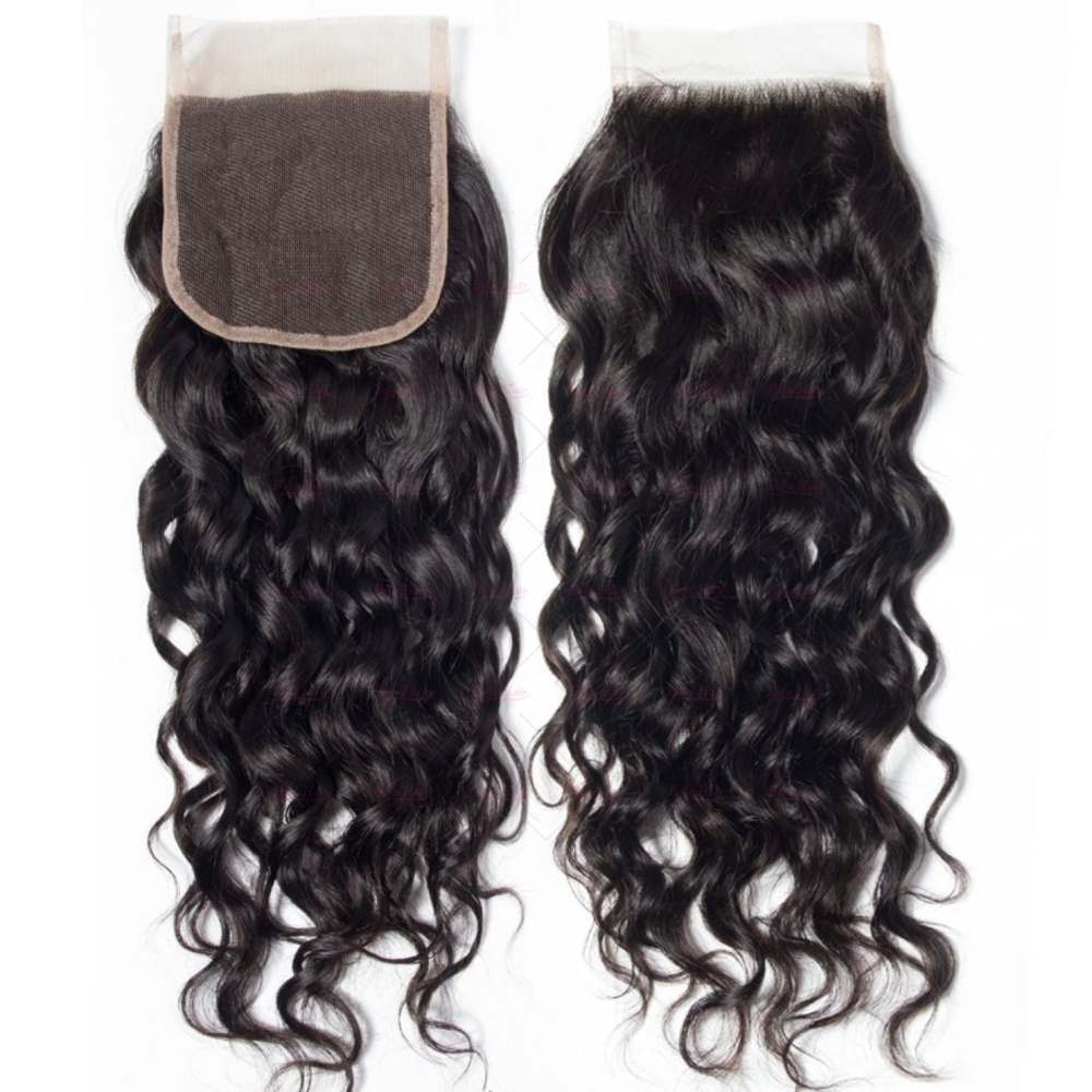 Wholesale Water Wave 4X4 Lace Closure Pre Pluck 100% Virgin Human Hair High Quality,can do dropshipping