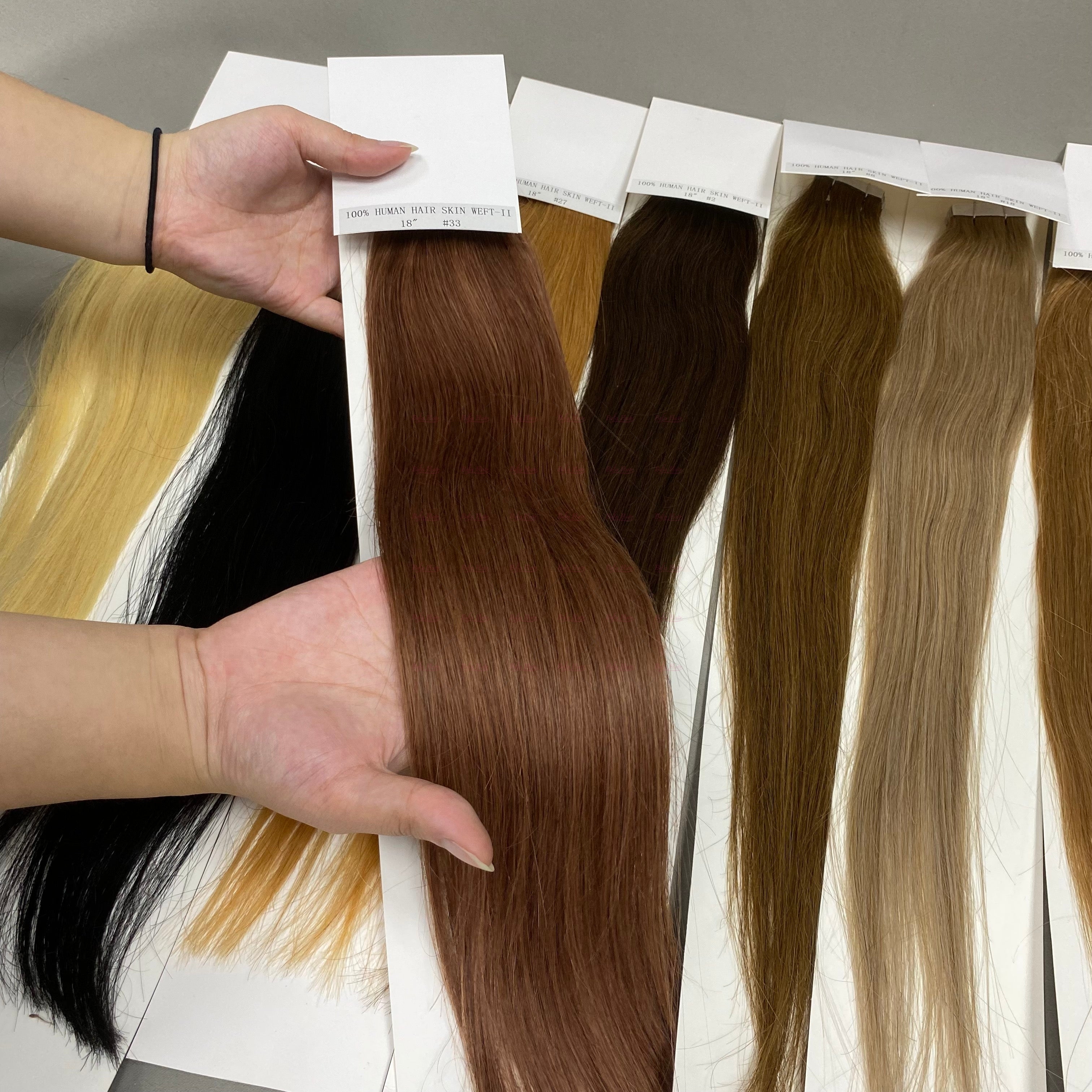 Wholesale 18inch to 24inch Straight Color PU human hair Tape in Extension