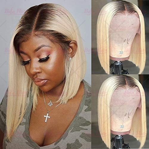 Wholesale Ombre Bob Wigs 13x4 1B/613# Straight Human Hair Lace Frontal Wigs 150% Density Pre Plucked with Baby Hair Wigs