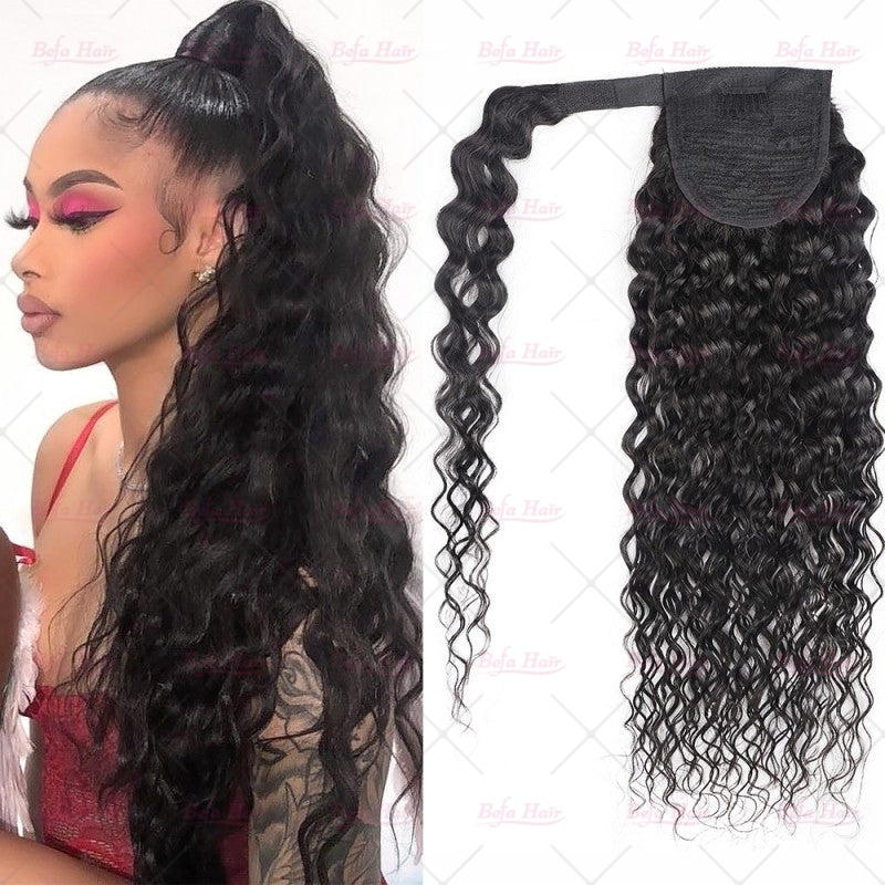 Wholesale Ponytail Hair Extensions Hair Piece Clip in Ponytail Extensions Water Wave Human Hair One Piece