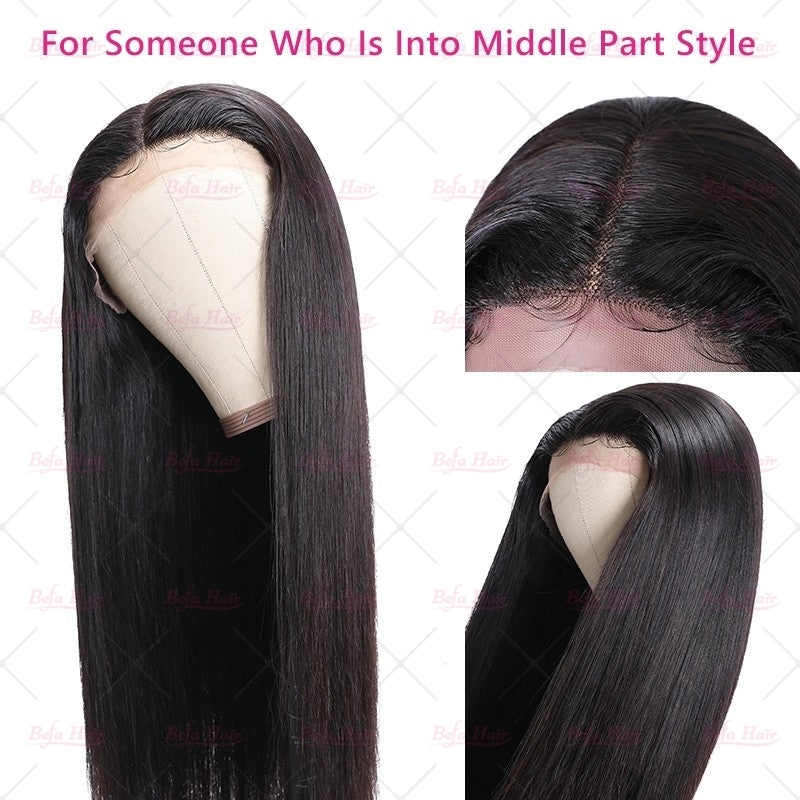 Wholesale T Part Straight Human Hair Lace Front Wigs 180% Density Pre Plucked Lace Frontal with Baby Hair wigs