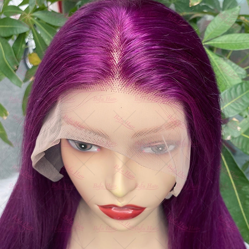 Wholesale Purple Human Hair Wig 4x4 5x5 13x4 13x6 Transparent Lace Human Hair Wigs Cuticle Aligned Hair Colored Wig