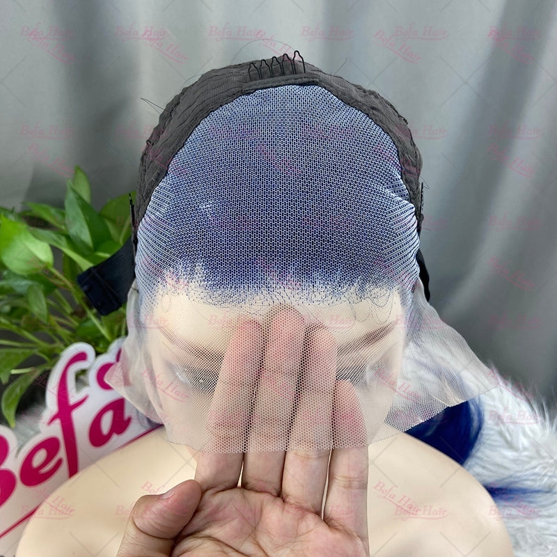 Wholesale Blue Human Hair Wigs 4x4 5x5 13x4 13x6 Transparent Lace Pre-plucked Human Hair Wigs Straight Human Hair Wig