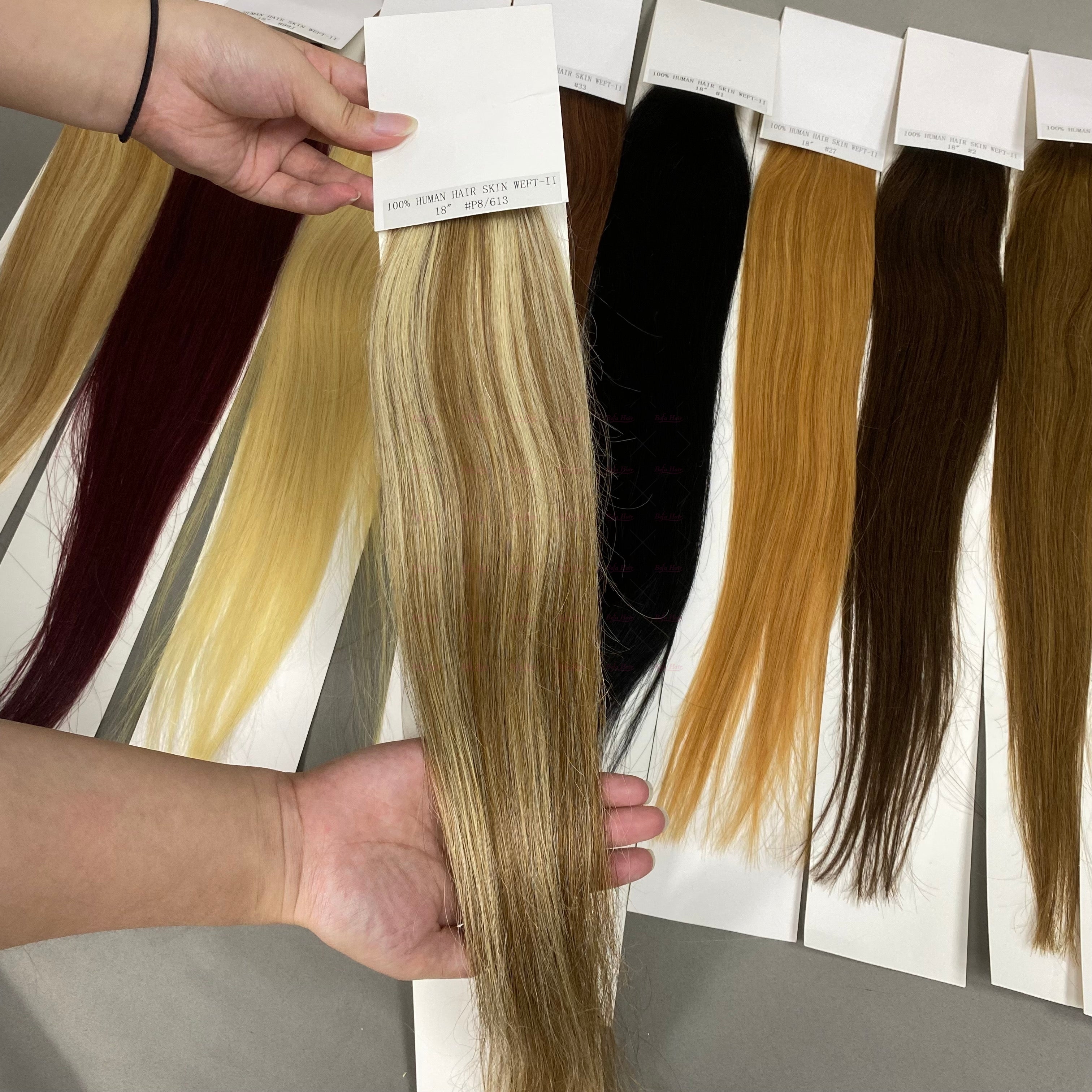 Wholesale 18inch to 24inch Straight Piano Colorful PU human hair Tape in Extension