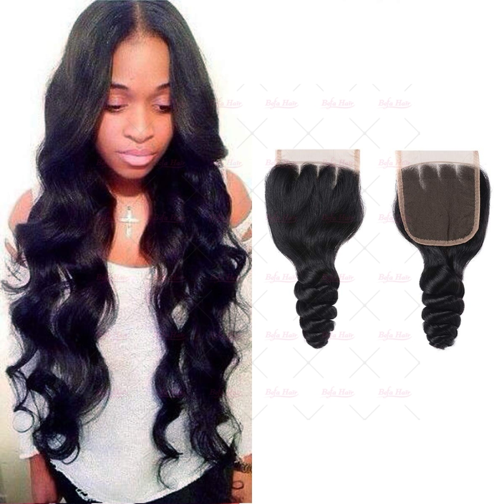 Wholesale Loose Wave 4*4 Lace Closure Pre Pluck  100% Virgin Human Hair High Quality