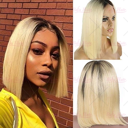 Wholesale Ombre Bob Wigs 13x4 1B/613# Straight Human Hair Lace Frontal Wigs 150% Density Pre Plucked with Baby Hair Wigs