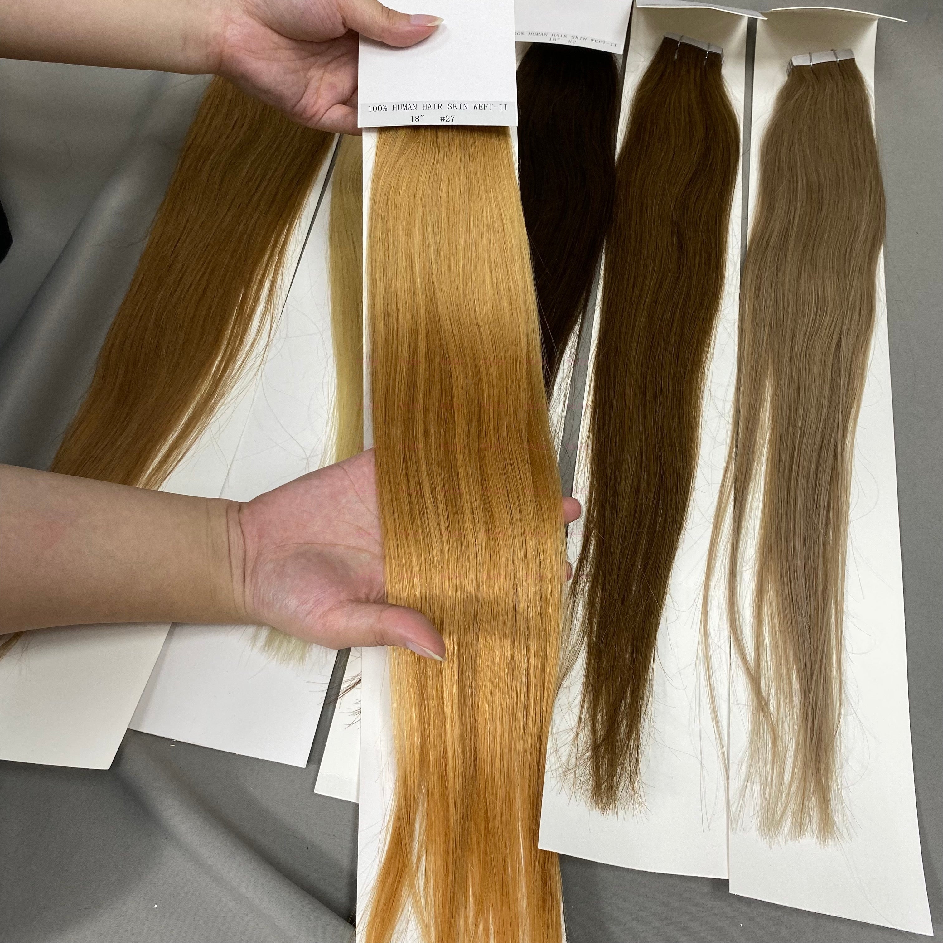 Wholesale 18inch to 24inch Straight Color PU human hair Tape in Extension
