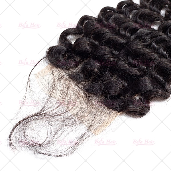 Wholesale Water Wave Unprocessed Virgin Human Hair HD 4x4 Lace closure  Human Hair With Baby Hair For Women Natural Color,can do dropshipping