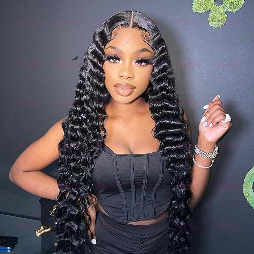 Wholesale Pre-plucked 4 Bundles Brazilian Deep Wave Hair With 5x5 Lace Closure,can do dropshipping
