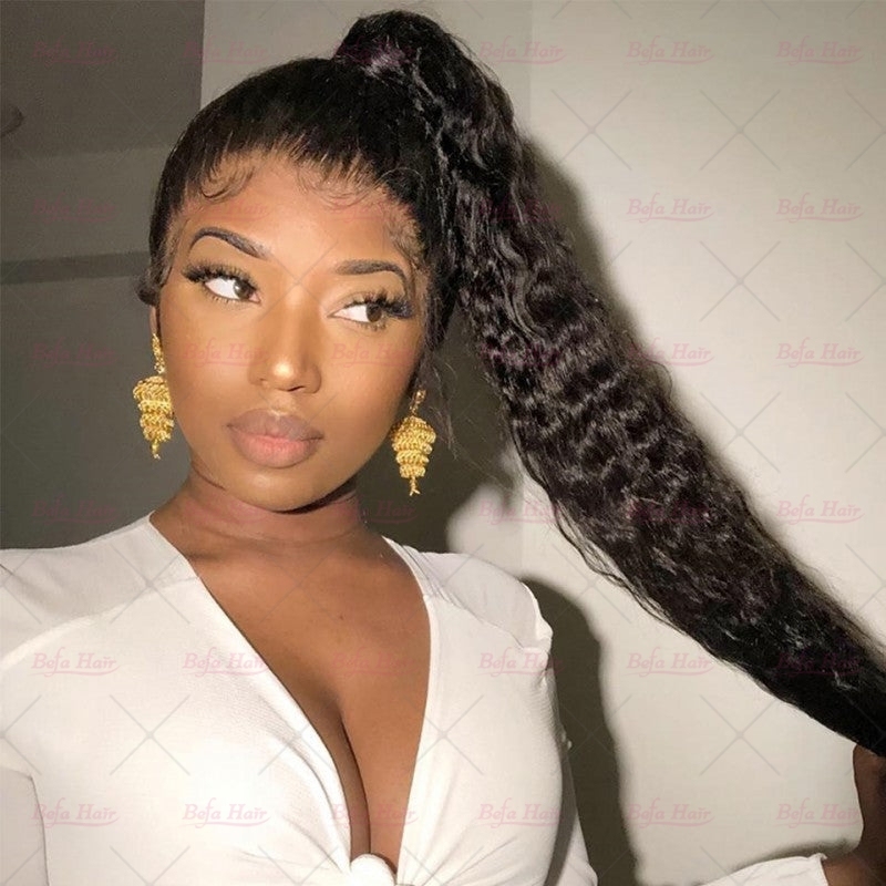Wholesale Ponytail Hair Extensions Hair Piece Clip in Ponytail Extensions Water Wave Human Hair One Piece