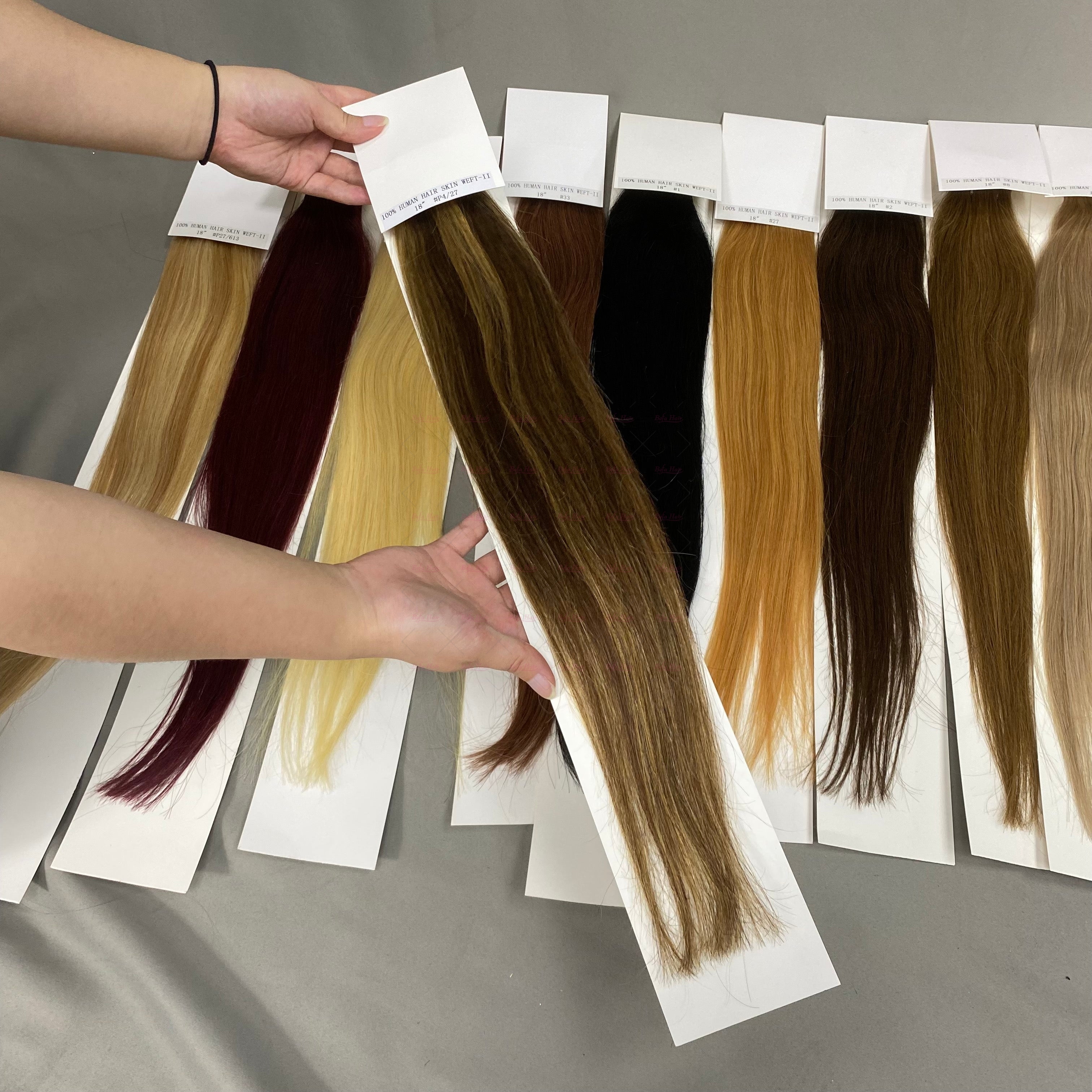 Wholesale 18inch to 24inch Straight Piano Colorful PU human hair Tape in Extension