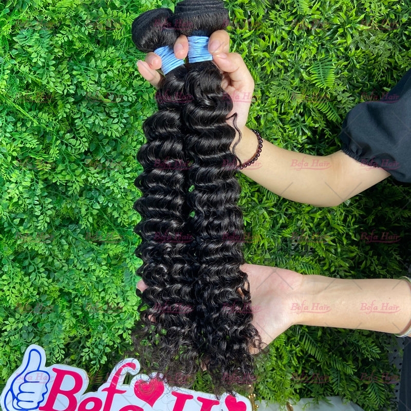 Wholesale Deep Curly 1Bundles 12-30 Inches Natural Human Hair Weave