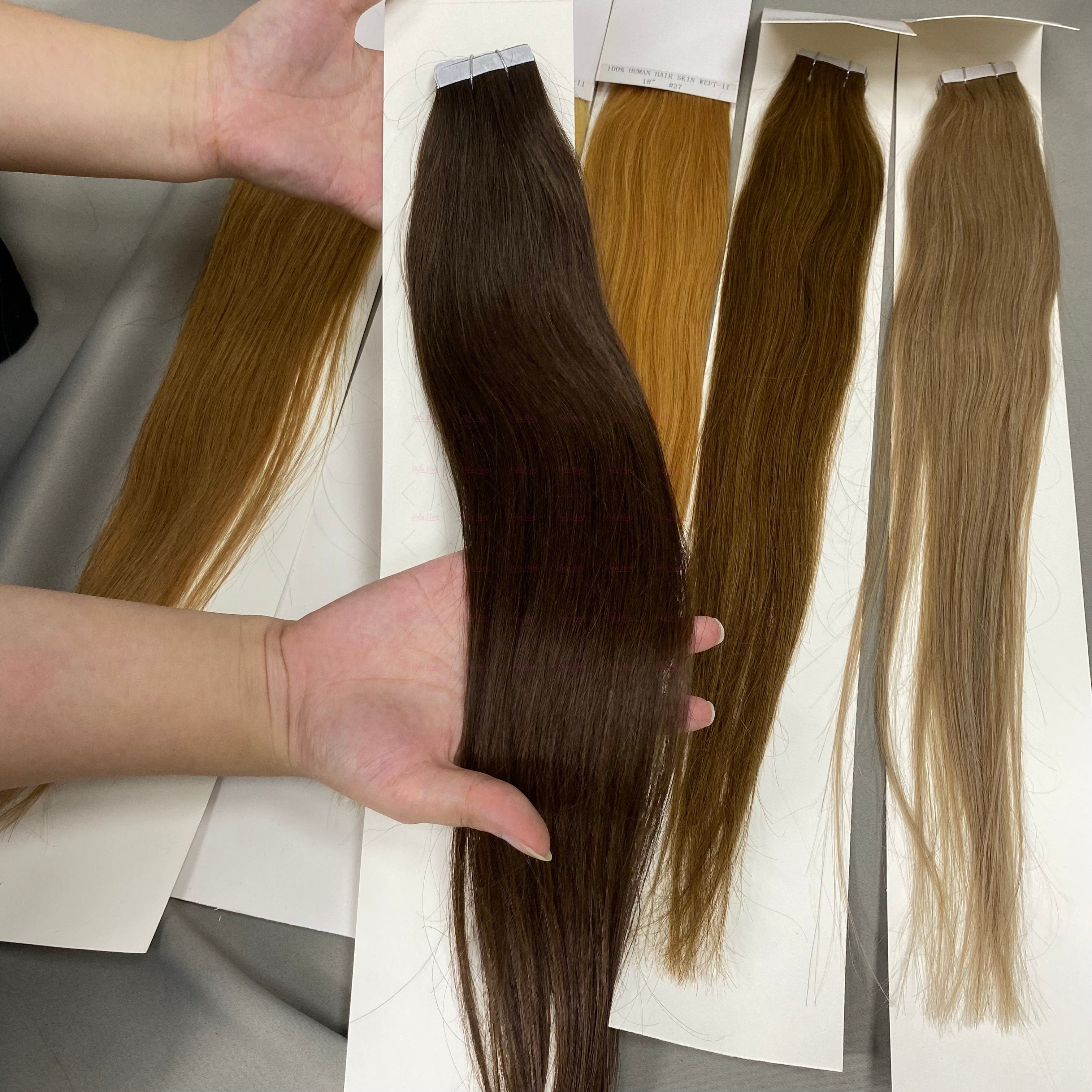 Wholesale 18inch to 24inch Straight Piano Colorful PU human hair Tape in Extension