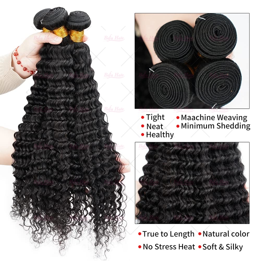 Wholesale Pre-plucked 3 Bundles Brazilian Deep Wave Hair With 4x4 Lace Closure,can do dropshipping
