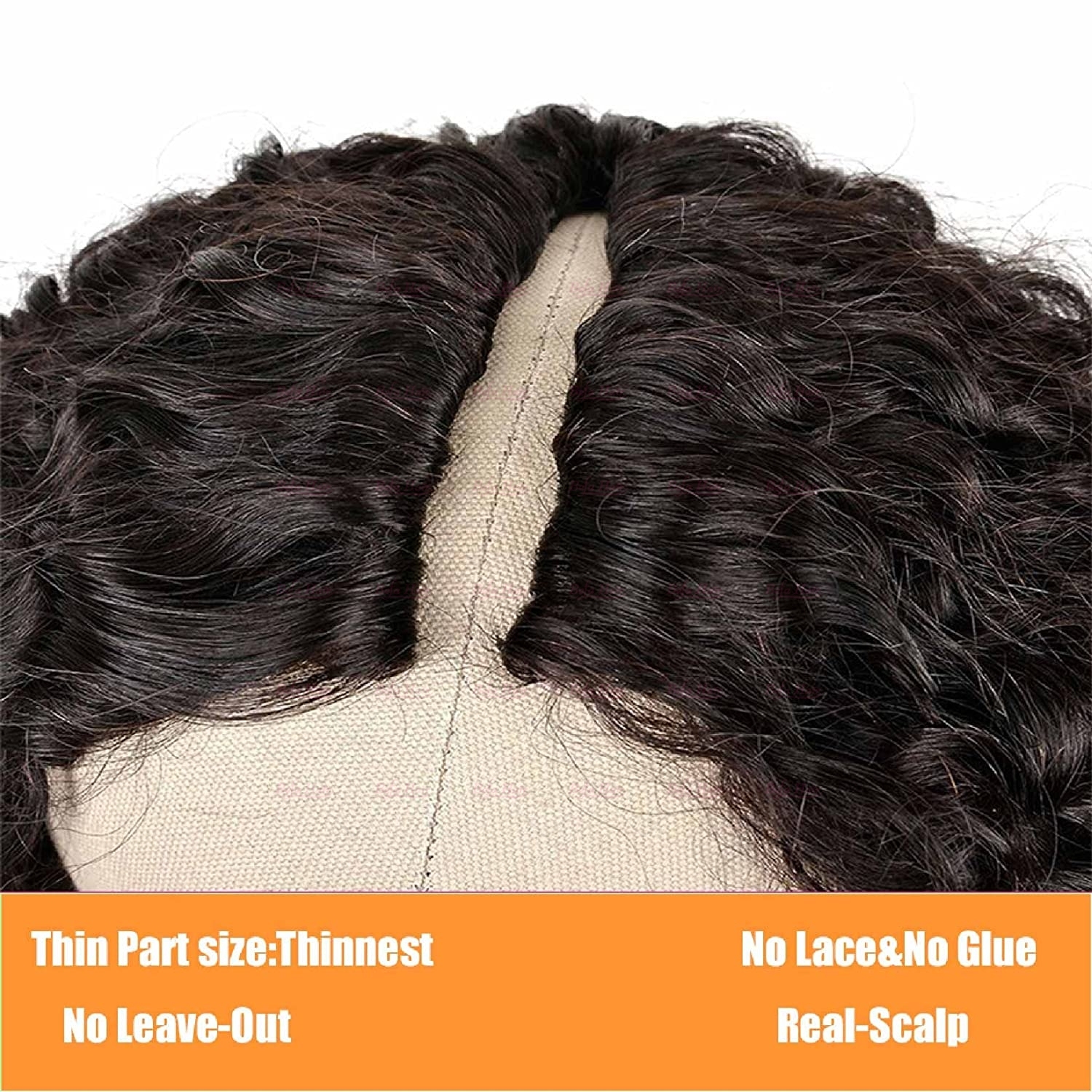 Wholesale V Part Human Hair Wigs Brazilian Virgin Kinky Curly 200% Density Pre Plucked Glueless Middle Part Wig