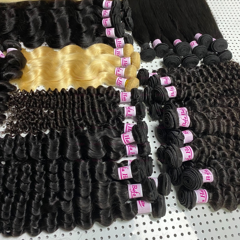 Wholesale Pre-plucked 4 Bundles Brazilian Deep Wave Hair With 13x4 Transparent HD Lace Frontal