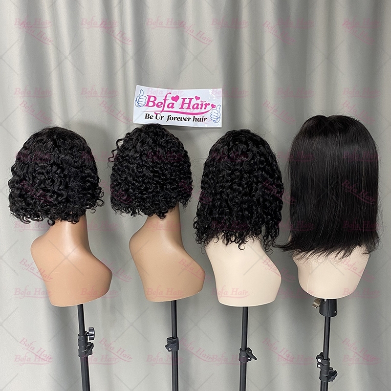 Wholesale 13*4 Inch Deep Wave Lace Frontal Short Cut Wig Human Hair Bob Wig 180% Density Wigs(BOB03)