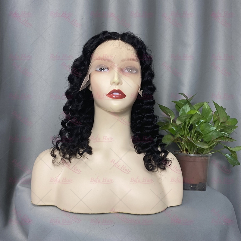 Wholesale T Part Deep Wave Lace Frontal Short Cut Wig Human Hair Bob Wig 150% Density Wigs(BOB03)