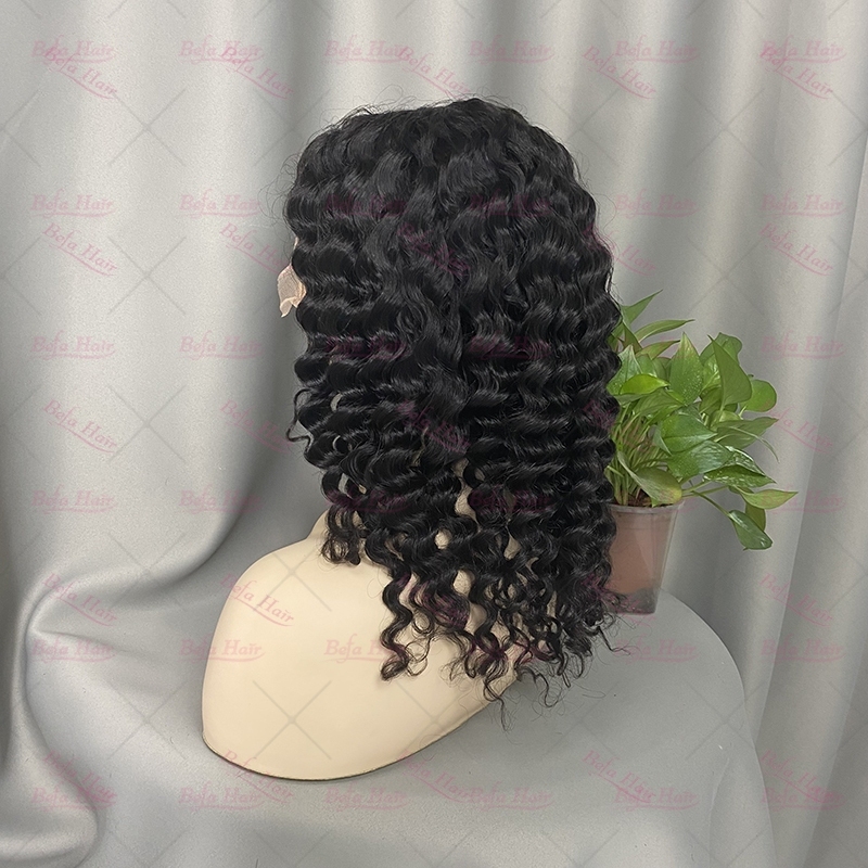 Wholesale T Part Deep Wave Lace Frontal Short Cut Wig Human Hair Bob Wig 150% Density Wigs(BOB03)