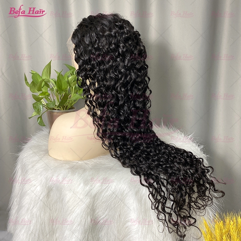 Wholesale V Part Human Hair Wigs Brazilian Virgin Water Wave 200% Density Pre Plucked Glueless Middle Part Wig