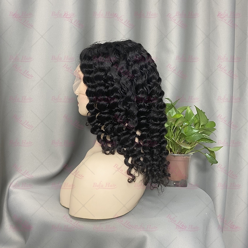 Wholesale T Part Deep Wave Lace Frontal Short Cut Wig Human Hair Bob Wig 150% Density Wigs(BOB03)
