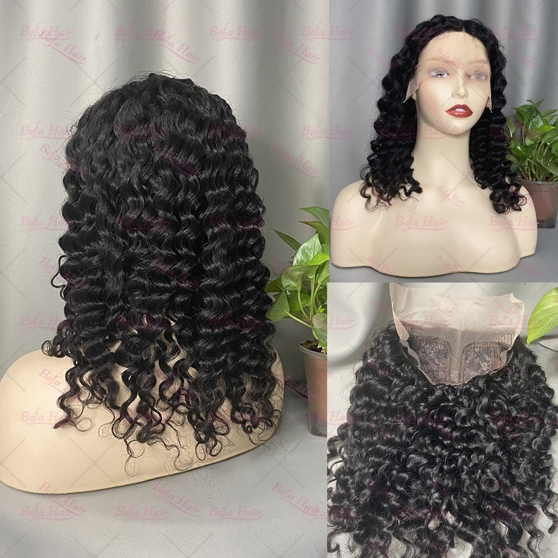 Wholesale T Part Deep Wave Human Hair Lace Front Wigs 180% Density Pre Plucked Lace Frontal with Baby Hair wigs