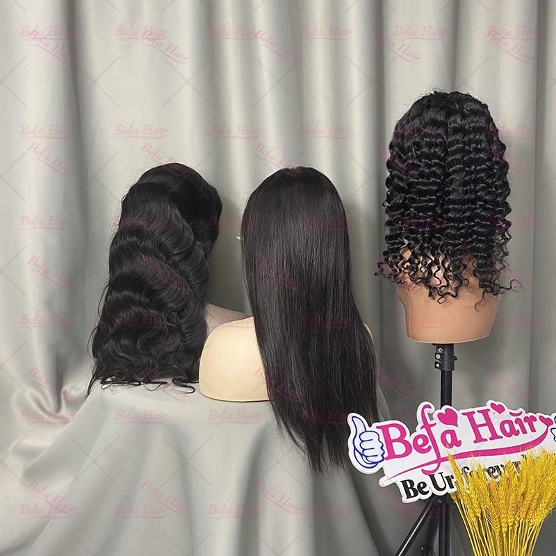 Wholesale T Part Deep Wave Human Hair Lace Front Wigs 180% Density Pre Plucked Lace Frontal with Baby Hair wigs