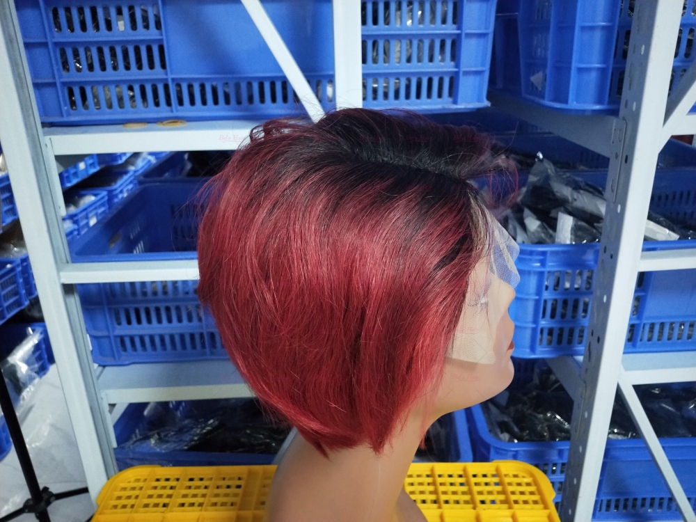 Wholesale T Lace Color Virgin Humanhair Pixie Hair Short Cut Wig