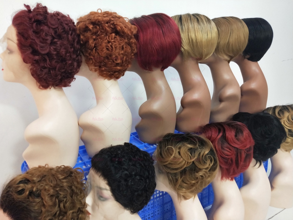 Wholesale Color Virgin Humanhair Pixie Hair Short Cut Wig