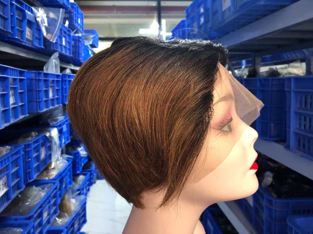 Wholesale T Lace Color Virgin Humanhair Pixie Hair Short Cut Wig